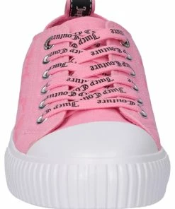 JUICY COUTURE FOOTWEAR NEON PINK MONOGRAM CANVAS TRAINER