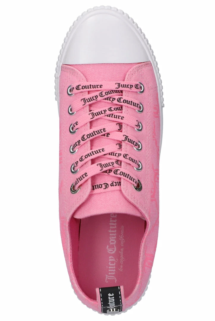 JUICY COUTURE FOOTWEAR NEON PINK MONOGRAM CANVAS TRAINER