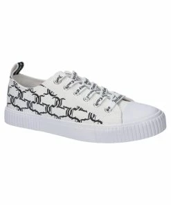 JUICY COUTURE FOOTWEAR WHITE MONOGRAM CANVAS TRAINER