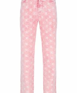 JUICY COUTURE FLURO PINK MONOGRAM ACID WASH DENIM JEANS SPRING SUMMER '22 COLLECTION