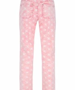 JUICY COUTURE FLURO PINK MONOGRAM ACID WASH DENIM JEANS SPRING SUMMER'22 COLLECTION
