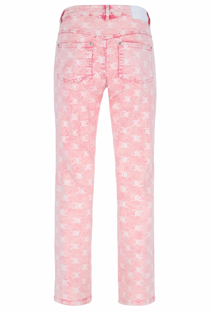 JUICY COUTURE FLURO PINK MONOGRAM ACID WASH DENIM JEANS SPRING SUMMER '22 COLLECTION