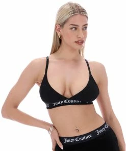 JUICY COUTURE NEW IN BLACK COTTON LOUNGE TRIANGLE BRA