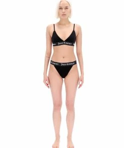 JUICY COUTURE LINGERIE & NIGHTWEAR BLACK VELVET LOUNGE TRIANGLE BRA