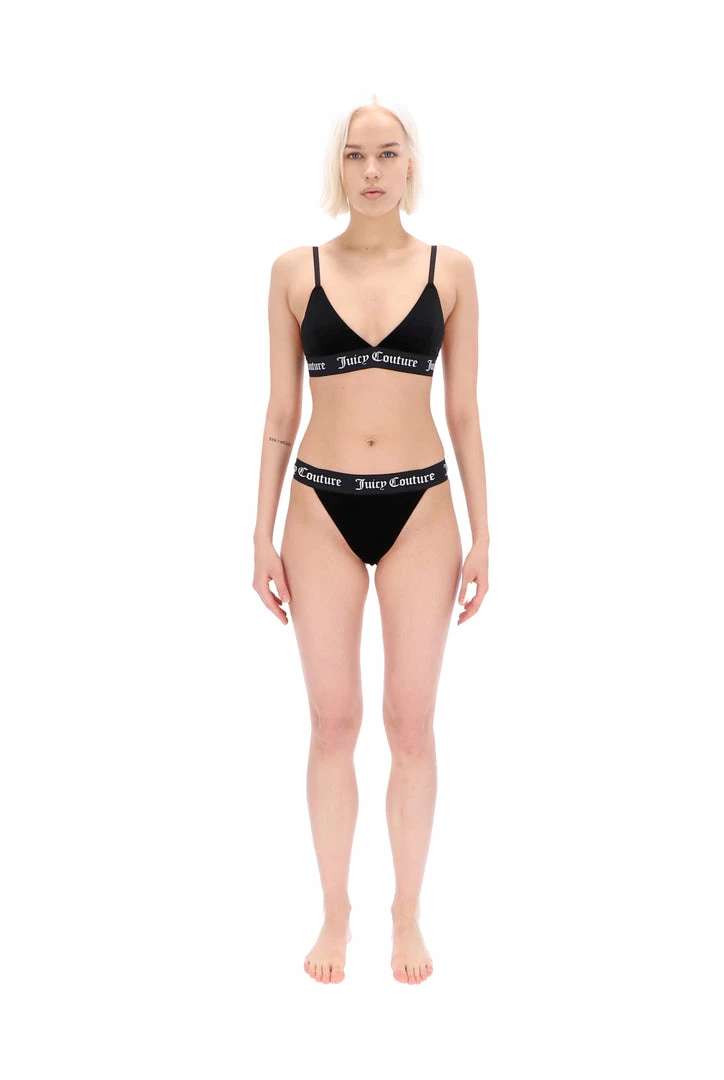 JUICY COUTURE LINGERIE & NIGHTWEAR BLACK VELVET LOUNGE TRIANGLE BRA