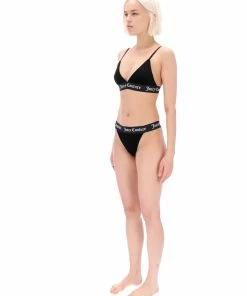 JUICY COUTURE LINGERIE & NIGHTWEAR BLACK VELVET LOUNGE TRIANGLE BRA