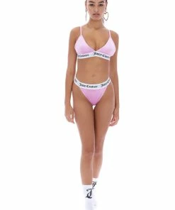 JUICY COUTURE LINGERIE & NIGHTWEAR ORCHID PINK VELVET LOUNGE TRIANGLE BRA