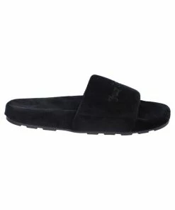 JUICY COUTURE BLACK VELVET SLIDERS