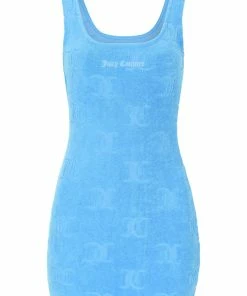 JUICY COUTURE AQUA RECYCLED JACQUARD TOWELLING TANK DRESS