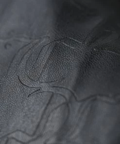 JUICY COUTURE BLACK DEBOSSED FAUX LEATHER TRENCH COAT