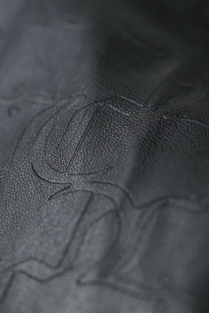 JUICY COUTURE BLACK DEBOSSED FAUX LEATHER TRENCH COAT