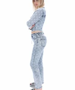 JUICY COUTURE INDIGO MONOGRAM ACID WASH DENIM JEANS