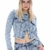 JUICY COUTURE INDIGO MONOGRAM ACID WASH DENIM JACKET