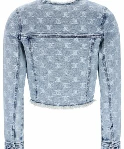 JUICY COUTURE INDIGO MONOGRAM ACID WASH DENIM JACKET