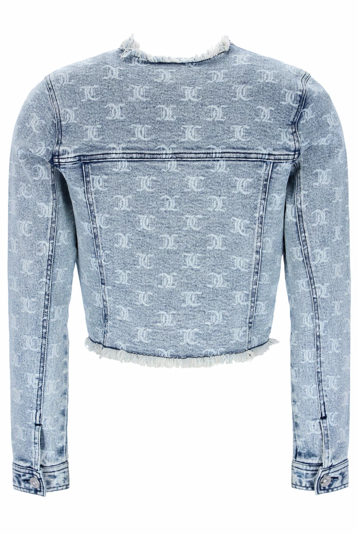 JUICY COUTURE INDIGO MONOGRAM ACID WASH DENIM JACKET