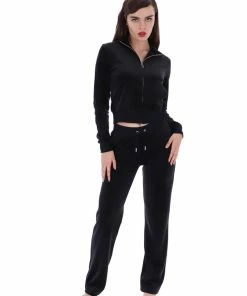 JUICY COUTURE TRACKSUITS BLACK CLASSIC VELOUR DEL RAY BOTTOMS