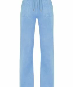 JUICY COUTURE POWDER BLUE CLASSIC VELOUR DEL RAY POCKETED BOTTOMS SPRING SUMMER '22 COLLECTION