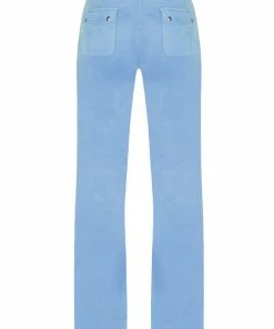 JUICY COUTURE POWDER BLUE CLASSIC VELOUR DEL RAY POCKETED BOTTOMS SPRING SUMMER '22 COLLECTION