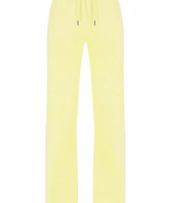 JUICY COUTURE SPRING SUMMER '22 COLLECTION YELLOW PEAR CLASSIC VELOUR DEL RAY POCKETED BOTTOMS