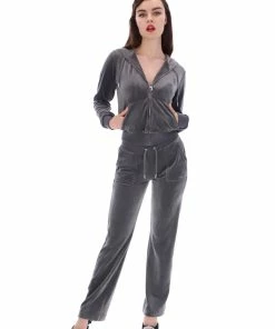 JUICY COUTURE TOP HAT CLASSIC VELOUR DEL RAY POCKETED BOTTOMS TRACKSUITS