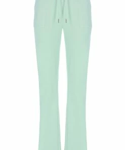 JUICY COUTURE MINT GREEN LUXE VELOUR DEL RAY POCKETED BOTTOMS TRACKSUITS