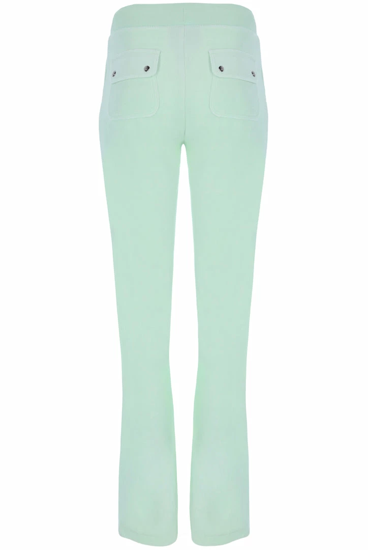 JUICY COUTURE MINT GREEN LUXE VELOUR DEL RAY POCKETED BOTTOMS TRACKSUITS