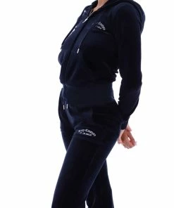 JUICY COUTURE NIGHT SKY RECYCLED VELOUR ZIP THROUGH HOODIE NEW IN