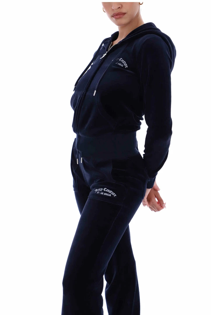 JUICY COUTURE NIGHT SKY RECYCLED VELOUR ZIP THROUGH HOODIE NEW IN
