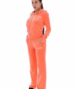 JUICY COUTURE FRESH CORAL RECYCLED VELOUR POCKETED BOTTOMS SPRING SUMMER'22 COLLECTION