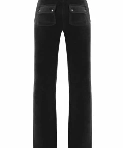 JUICY COUTURE BLACK RECYCLED VELOUR POCKETED BOTTOMS