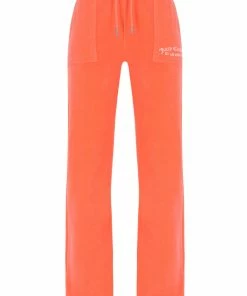 JUICY COUTURE FRESH CORAL RECYCLED VELOUR POCKETED BOTTOMS SPRING SUMMER'22 COLLECTION