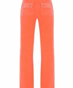JUICY COUTURE FRESH CORAL RECYCLED VELOUR POCKETED BOTTOMS SPRING SUMMER'22 COLLECTION