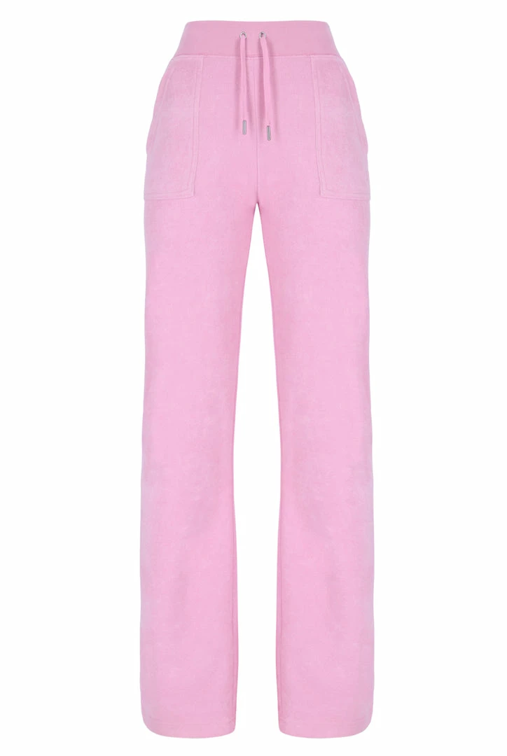JUICY COUTURE PINK PETAL TERRY TOWELLING DEL RAY POCKETED BOTTOMS SPRING SUMMER '22 COLLECTION