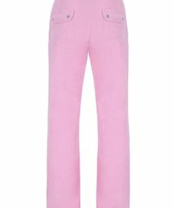 JUICY COUTURE PINK PETAL TERRY TOWELLING DEL RAY POCKETED BOTTOMS SPRING SUMMER '22 COLLECTION