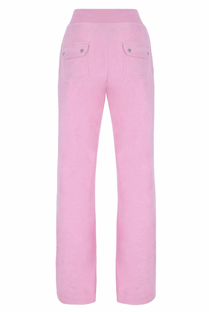 JUICY COUTURE PINK PETAL TERRY TOWELLING DEL RAY POCKETED BOTTOMS SPRING SUMMER '22 COLLECTION