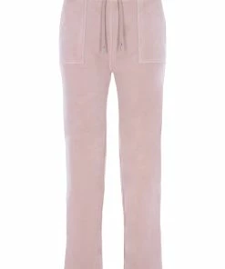 JUICY COUTURE SHADOW GREY CLASSIC VELOUR DEL RAY POCKETED BOTTOMS TRACKSUITS