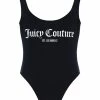 JUICY COUTURE BLACK LA LOGO SCOOP BACK SWIMSUIT