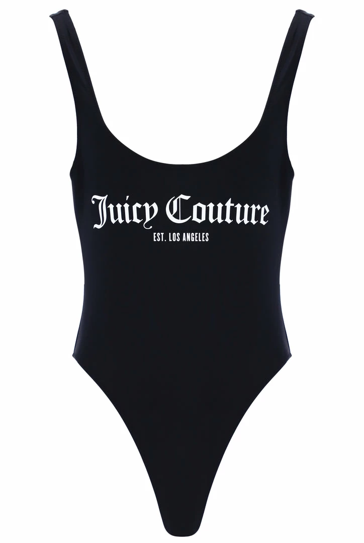 JUICY COUTURE BLACK LA LOGO SCOOP BACK SWIMSUIT