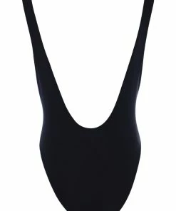 JUICY COUTURE BLACK LA LOGO SCOOP BACK SWIMSUIT