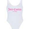 JUICY COUTURE WHITE LA LOGO SCOOP BACK SWIMSUIT
