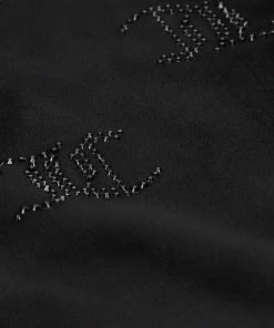 JUICY COUTURE BLACK VELOUR MONOGRAM DIAMANTE EMBELLISHED TANK