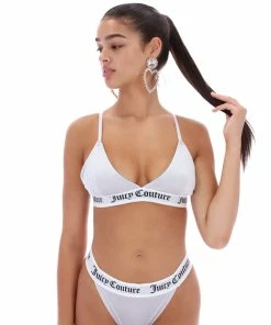 JUICY COUTURE GREY VELVET LOUNGE TRIANGLE BRA LINGERIE & NIGHTWEAR