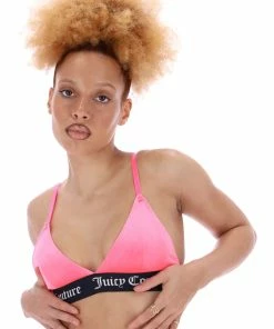 JUICY COUTURE FLURO PINK VELVET LOUNGE TRIANGLE BRA
