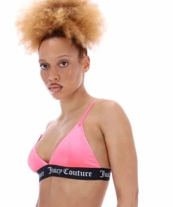 JUICY COUTURE FLURO PINK VELVET LOUNGE TRIANGLE BRA