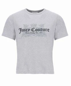 JUICY COUTURE TOPS SILVER MARL ANNIVERSARY DOG CREST GIRLFRIEND TEE