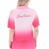 JUICY COUTURE PINK OMBRE SATIN SHORT SLEEVE PYJAMA SHIRT
