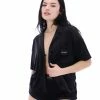 JUICY COUTURE TOPS BLACK LOUNGE RIB VELOUR SHIRT