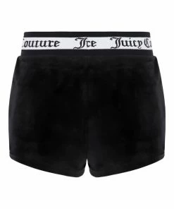 JUICY COUTURE SPRING SUMMER'22 COLLECTION BLACK VELOUR STRIPE SHORTS