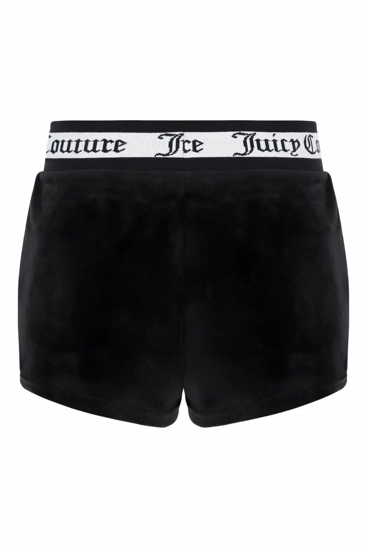 JUICY COUTURE SPRING SUMMER '22 COLLECTION BLACK VELOUR STRIPE SHORTS