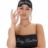 JUICY COUTURE BLACK DIAMANTE SATIN EYE MASK